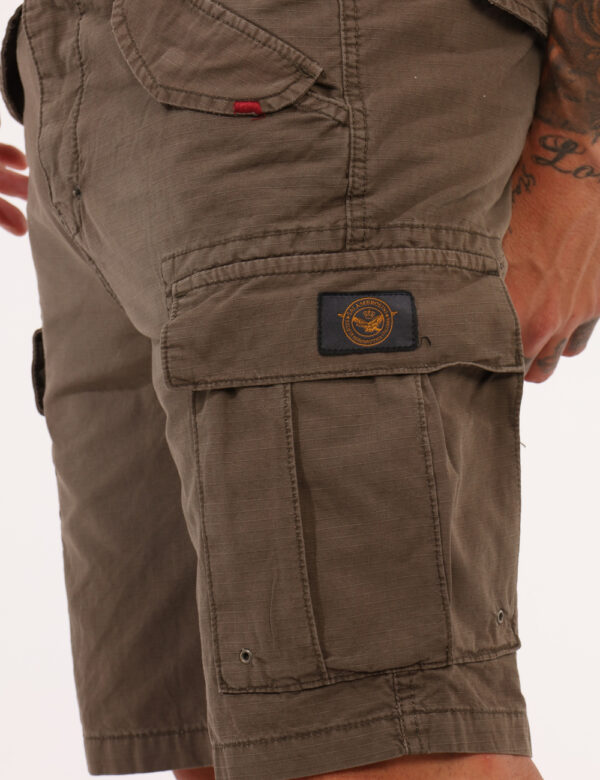 Bermuda Aeronautica Italiana Verde - Bermuda in total verde militare, con tasche a taglio trasversale, tasche a toppa latera