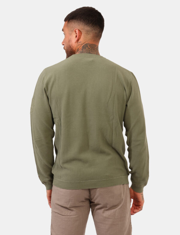 Maglione leggero Aeronautica Italiana Verde - Maglione leggero in total verde militare con trama lavorata. La vestibilità è