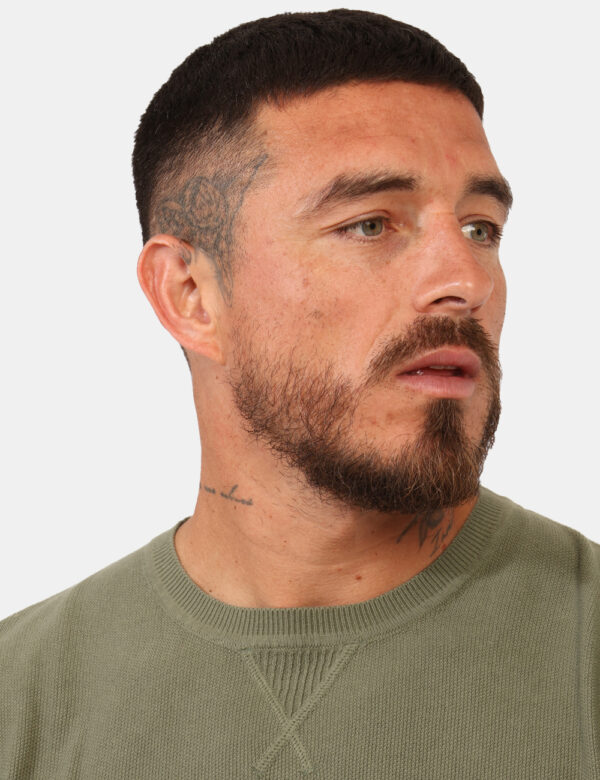 Maglione leggero Aeronautica Italiana Verde - Maglione leggero in total verde militare con trama lavorata. La vestibilità è