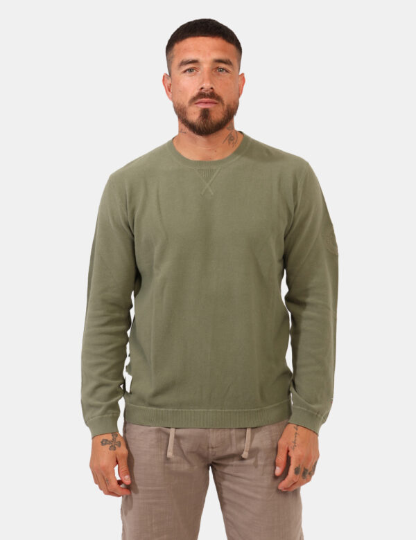 Maglione leggero Aeronautica Italiana Verde - Maglione leggero in total verde militare con trama lavorata. La vestibilità è