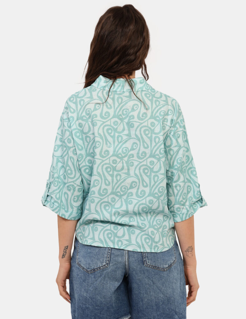 Camicia bluse elegante da donna scontata - Camicia Yes Zee Azzurro
