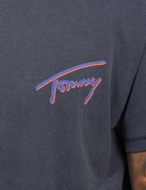 T-shirt Tommy Hilfiger Grigio - T-shirt classica in total blu/grigio con piccola stampa logo brand ad altezza cuore, più sta