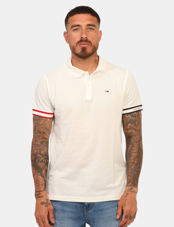 Polo Tommy Hilfiger Bianco - Polo classica in total bianco con logo ricamato ad altezza cuore in blu e rosso richiamato nel
