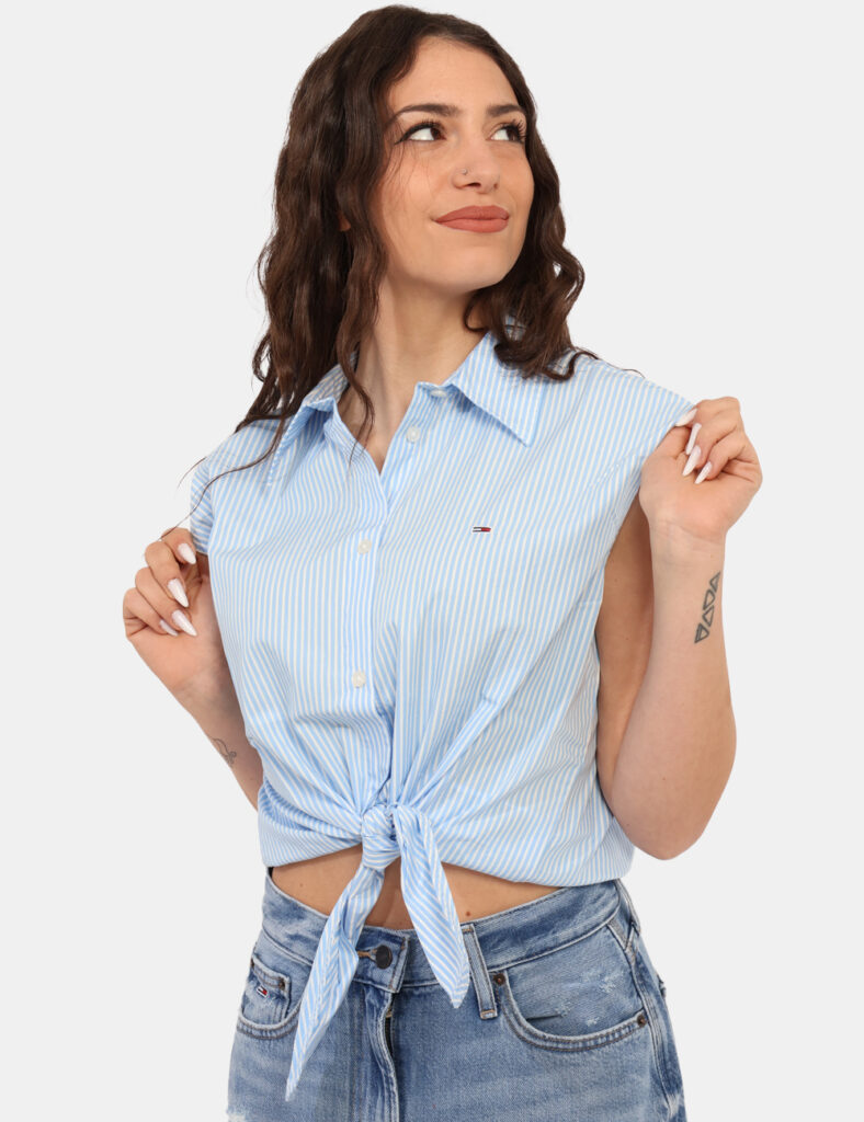 Camicia bluse elegante da donna scontata - Camicia Tommy Hilfiger Azzurro