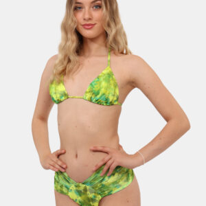Bikini F**K Verde - Bikini due pezzi con top a triangolo con laccetti regolabili, più slip modello brasiliana con elastico i