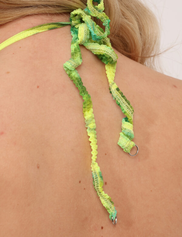 Bikini F**K Verde - Bikini due pezzi con top a triangolo con laccetti regolabili, più slip modello brasiliana con elastico i