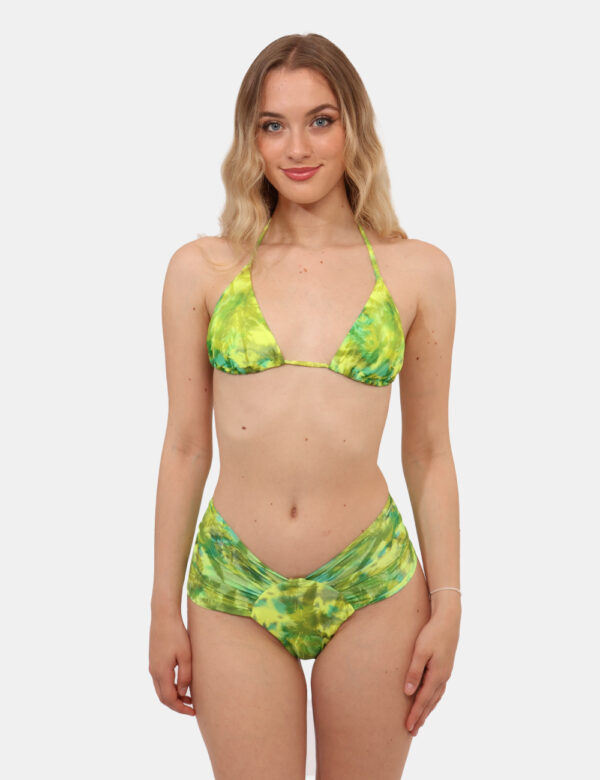 Bikini F**K Verde - Bikini due pezzi con top a triangolo con laccetti regolabili, più slip modello brasiliana con elastico i
