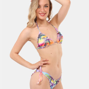 Bikini F**K Lilla - Bikini due pezzi con top a triangolo più laccetti, e slip modello brasiliana con laccetti laterali regol