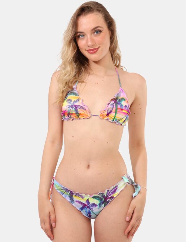 Bikini F**K Lilla - Bikini due pezzi con top a triangolo più laccetti, e slip modello brasiliana con laccetti laterali regol