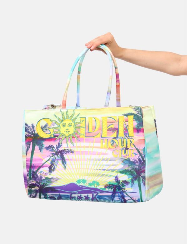 Borsa mare F**K Fantasia - Borsa mare di grandi dimensioni, su fantasia colorata e con chiusura a coulisse. L'indossatura è