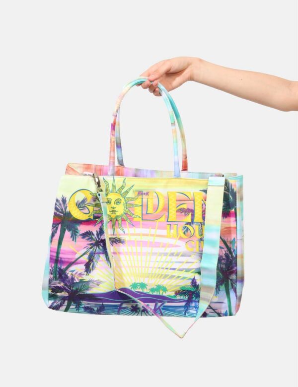 Borsa mare F**K Fantasia - Borsa mare di grandi dimensioni, su fantasia colorata e con chiusura a coulisse. L'indossatura è