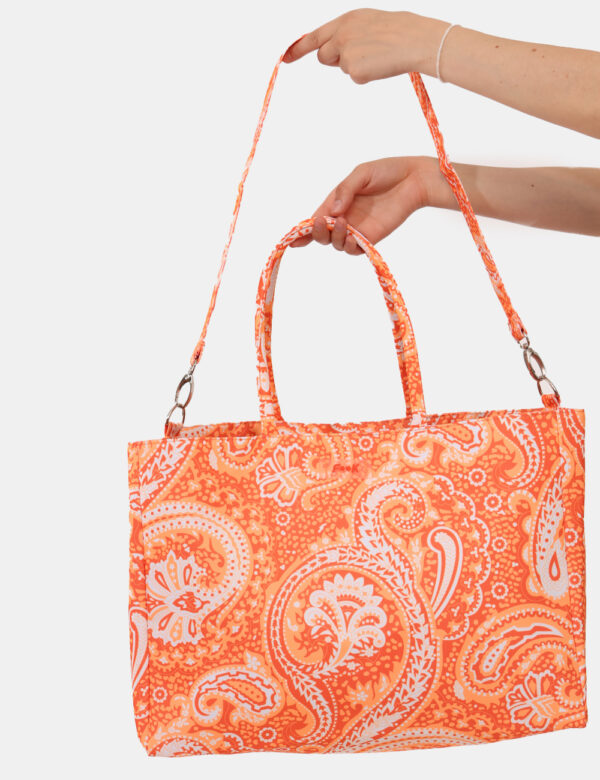 Borsa mare F**K Arancione - Borsa mare di grandi dimensioni, su fantasia colorata tendente all'arancione e con chiusura a co