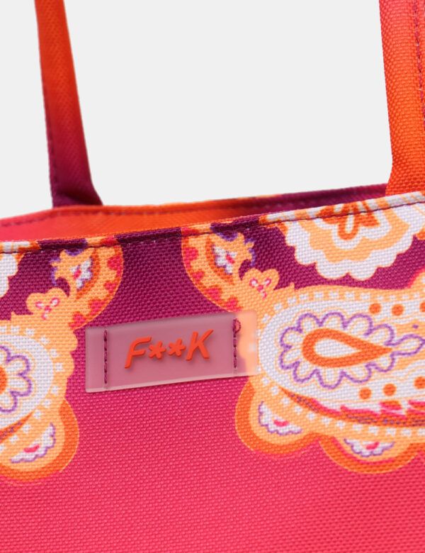 Borsa mare F**K Arancione - Borsa mare di grandi dimensioni, su fantasia colorata tendente all'arancione, con chiusura a cou