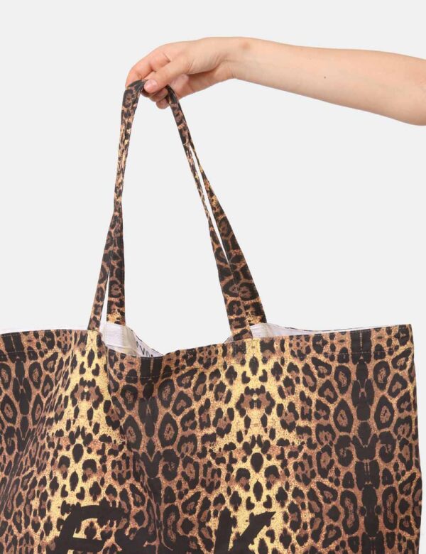 Borsa mare F**K Marrone - Borsa mare di grandi dimensioni, in total tessuto su fantasia animalier e senza chiusura. L'indoss