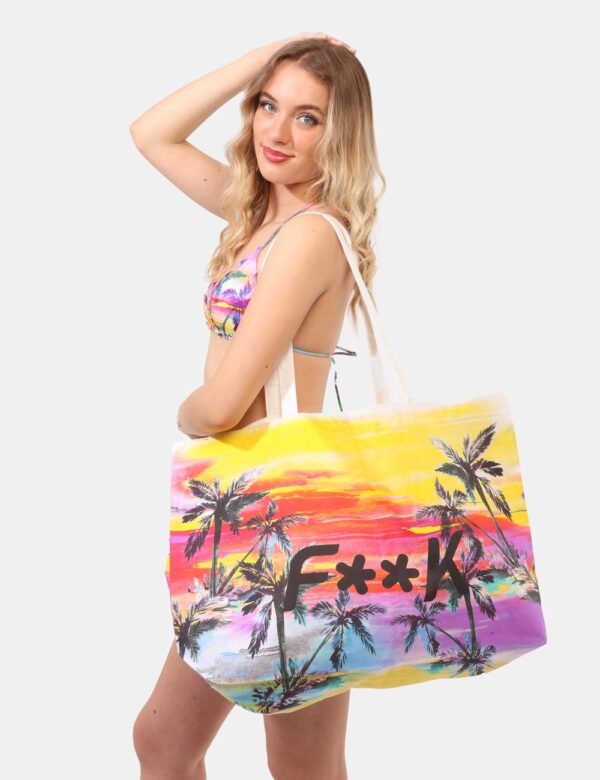 Borsa mare F**K Fantasia - Borsa mare di grandi dimensioni, in total tessuto su fantasia colorata e senza chiusura. L'indoss