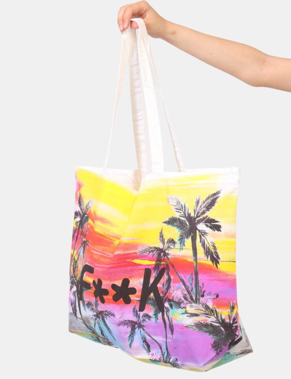 Borsa mare F**K Fantasia - Borsa mare di grandi dimensioni, in total tessuto su fantasia colorata e senza chiusura. L'indoss