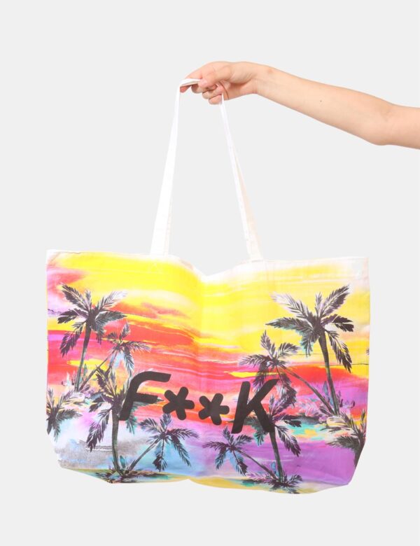 Borsa mare F**K Fantasia - Borsa mare di grandi dimensioni, in total tessuto su fantasia colorata e senza chiusura. L'indoss