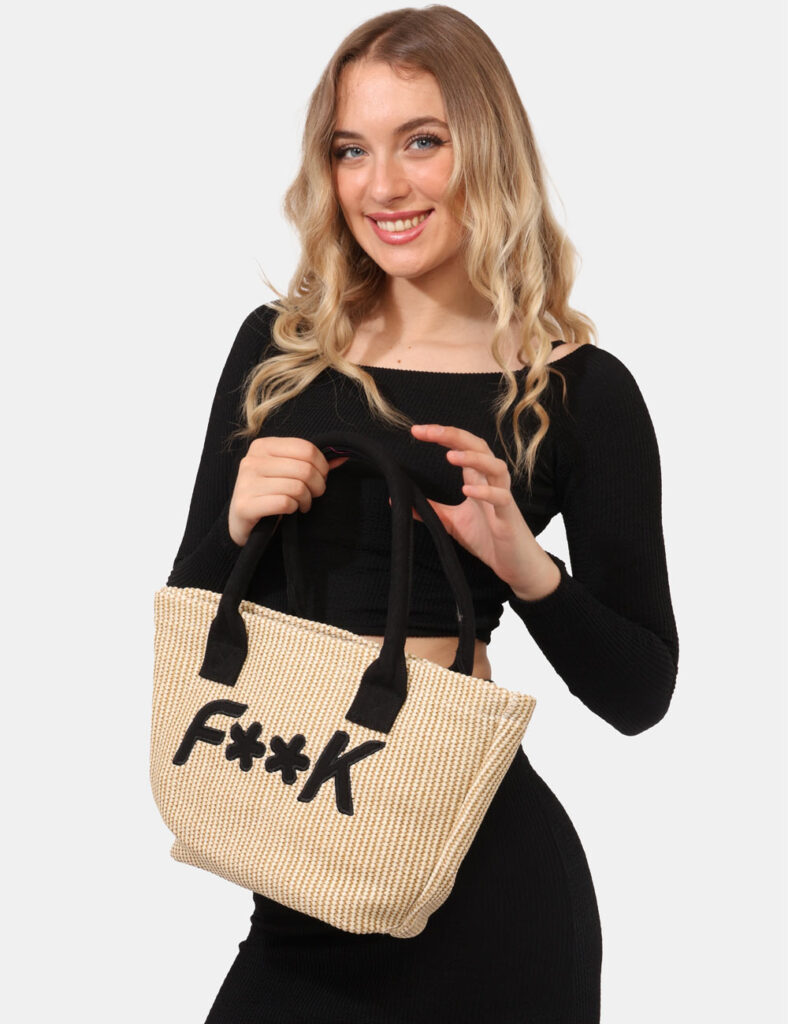 Costume donna scontato - Borsa mare F**K Beige