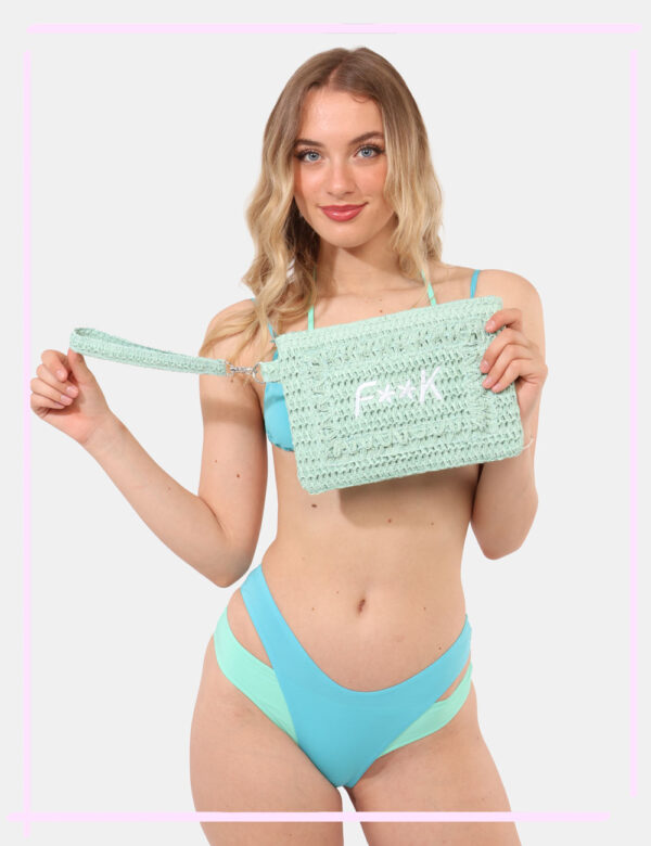 Pochette F**K Azzurro taglia U - L’articolo appartiene al campionario esclusivo di stagione: pezzo unico.Cod. art. FK25 A059
