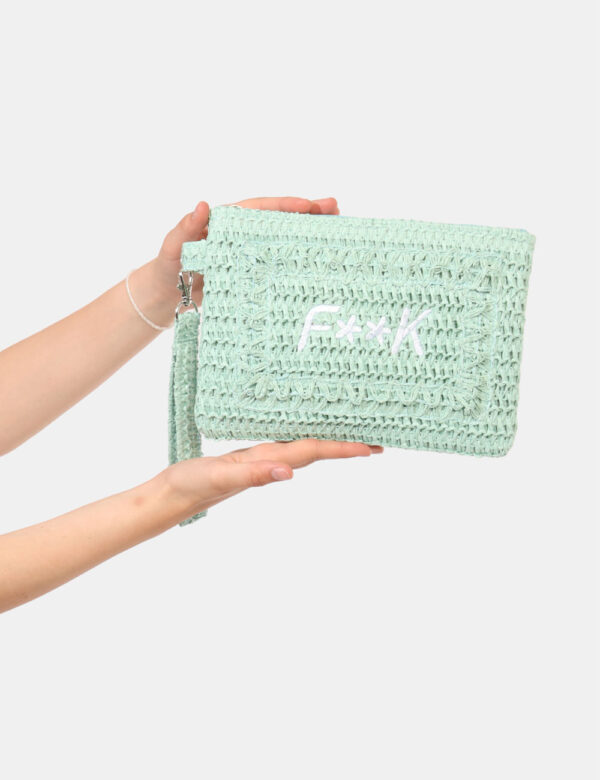 Pochette F**K Azzurro taglia U - L’articolo appartiene al campionario esclusivo di stagione: pezzo unico.Cod. art. FK25 A059