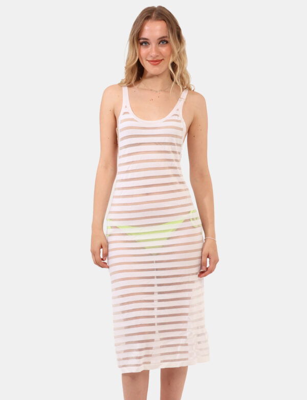 Copricostume Calvin Klein Bianco - Copricostume leggero, lungo, semitrasparente ed in total bianco. Presenti spalline strett