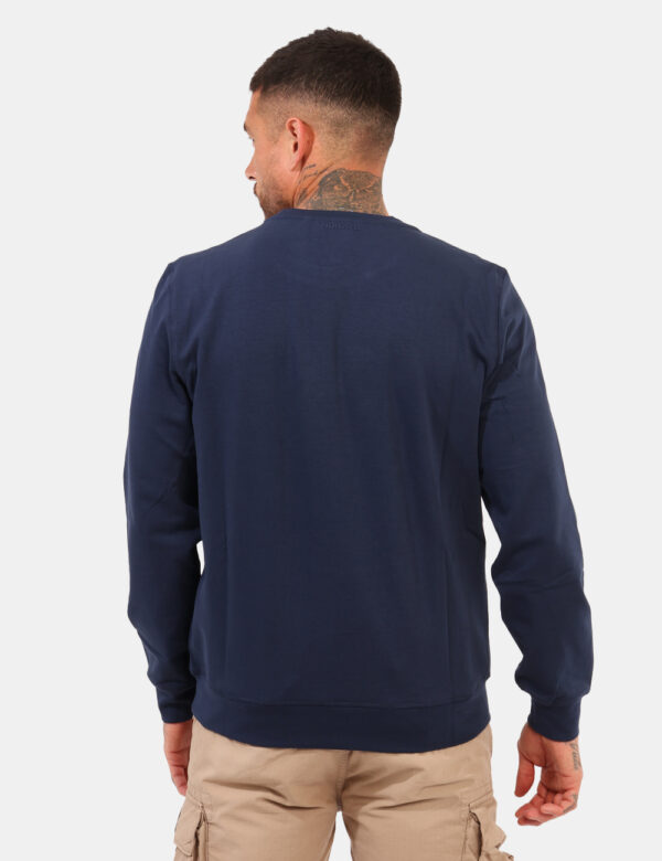 Felpa Antony Morato Blu - Felpa classica garzata in total blu navy con stampa stilizzato leone in rilievo. La vestibilità è