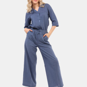 Pantaloni Yes Zee Blu - Pantaloni in misto cotone/lino, in total blu avio, leggeri e con taglio ampio. Presenti tasche a tag