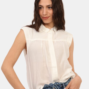 Camicia Pepe Jeans Bianco - Camicia a giromanica in total bianco arricciata. La vestibilità è morbida e pratica grazie a bot