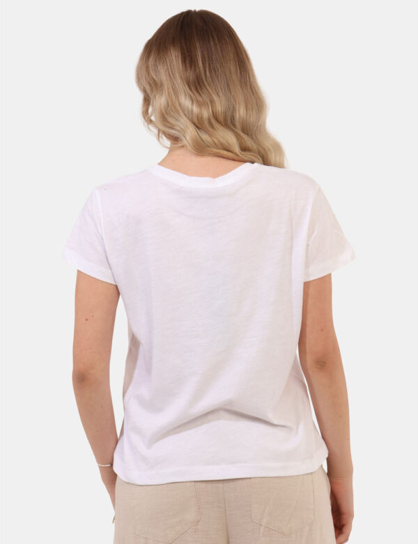 T-shirt Yes Zee Bianco - T-shirt classica in total bianco con stampa logo brand in glitter argento coordinata al girocollo.