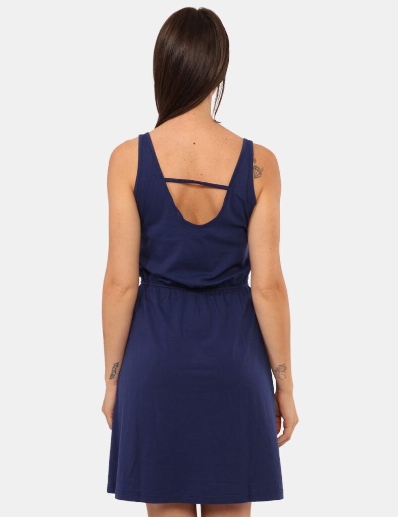 Vestito Ake Blu - Abito corto in total blu, con spalline e scollo sul retro. La vestibilità è morbida e regplabile agevolata