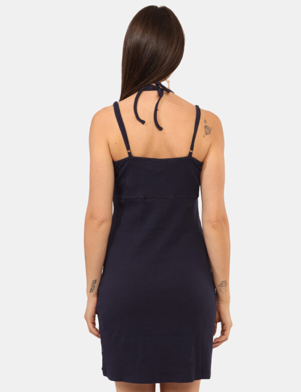 Vestito Ake Blu - Abito corto in total blu navy, con spalline strette regolabili e scollo a V con laccetto. La vestibilità è