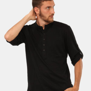 Maglia Antony Morato Nero - Maglia leggera a maniche lunghe con bottone per raccoglierle, in total nero, più logo brand rica