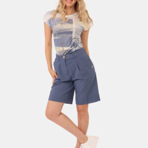 Shorts Yes Zee Blu - Shorts altezza ginocchio, in total blu avio con tasche a taglio trasversale. La vestibilità è morbida e