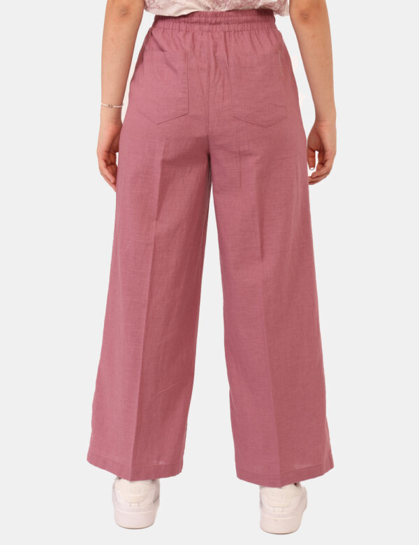 Pantaloni Yes Zee Rosa - Pantaloni in misto cotone/lino, in total rosa antico, leggeri e con taglio ampio. Presenti tasche a