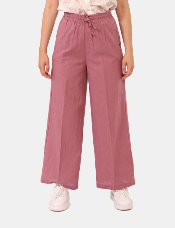 Pantaloni Yes Zee Rosa - Pantaloni in misto cotone/lino, in total rosa antico, leggeri e con taglio ampio. Presenti tasche a