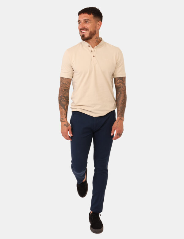 Pantaloni Yes Zee Blu - Pantaloni in total blu navy, su trama lavorata, con tasche a taglio trasversale sul fronte e tasche