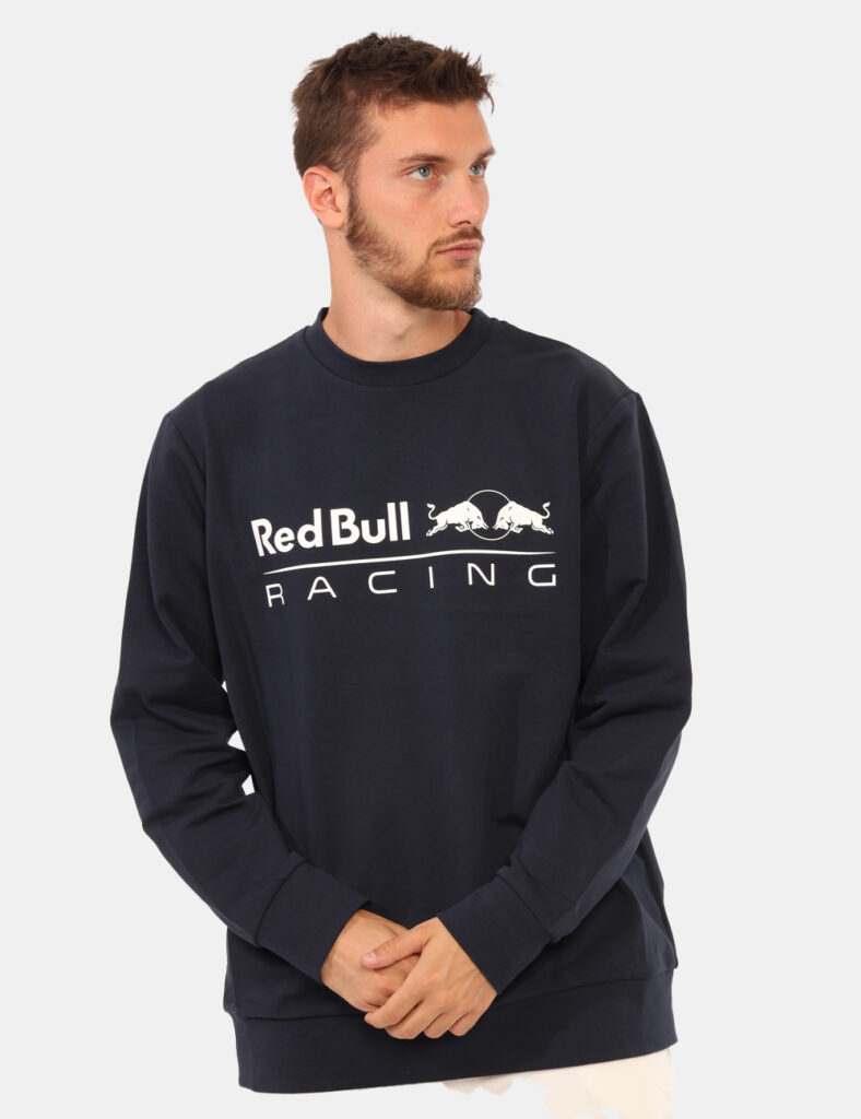 Felpa Red Bull Blu - Felpa classica su base blu navy con stampa frontale logo brand bianco. La vestibilità è morbida e regol