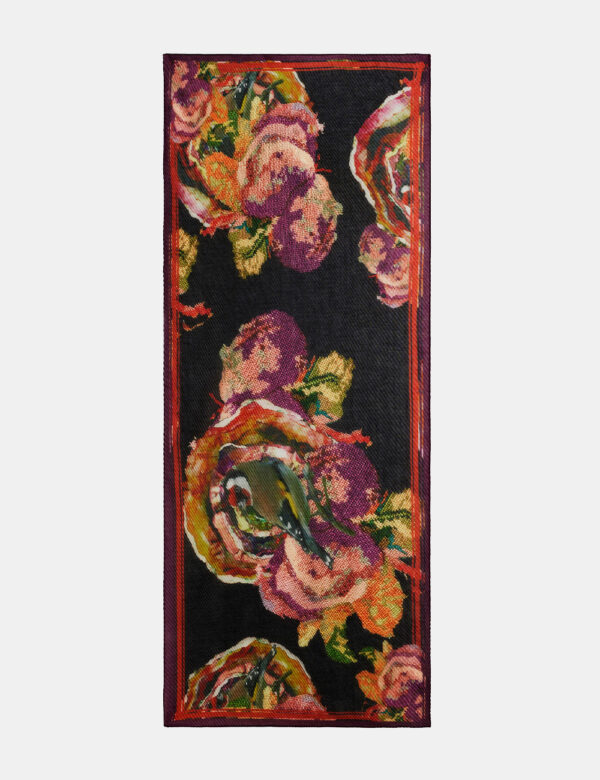 Foulard Desigual Fantasia - Foulard pieghettato su fantasia floreale tendente al marrone/viola. L’indossatura è pratica e ma