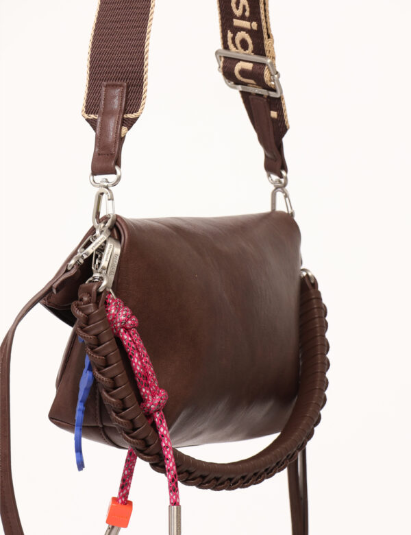 Borsa Desigual Marrone - Originale borsa a tracolla pieghevole, in total marrone con logo brand sagomato, più taschine ester