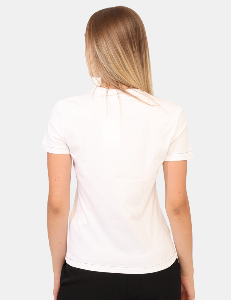 T-shirt Desigual Bianco - T-shirt classica su base bianca con stampa cuore nero/marrone. La vestibilità è morbida e regolare