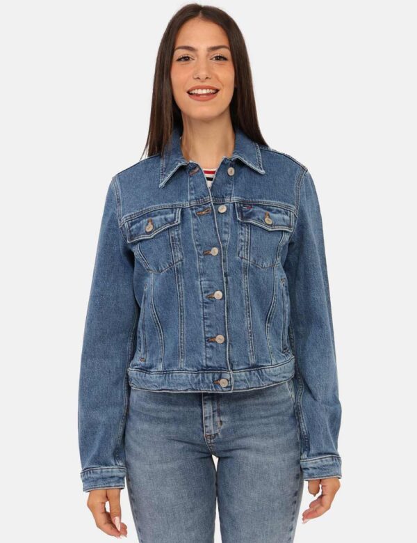 Giacca Tommy Hilfiger Jeans - Giacca in total blu denim con taschino a toppa più tasche a taglio trasversale. La vestibilità