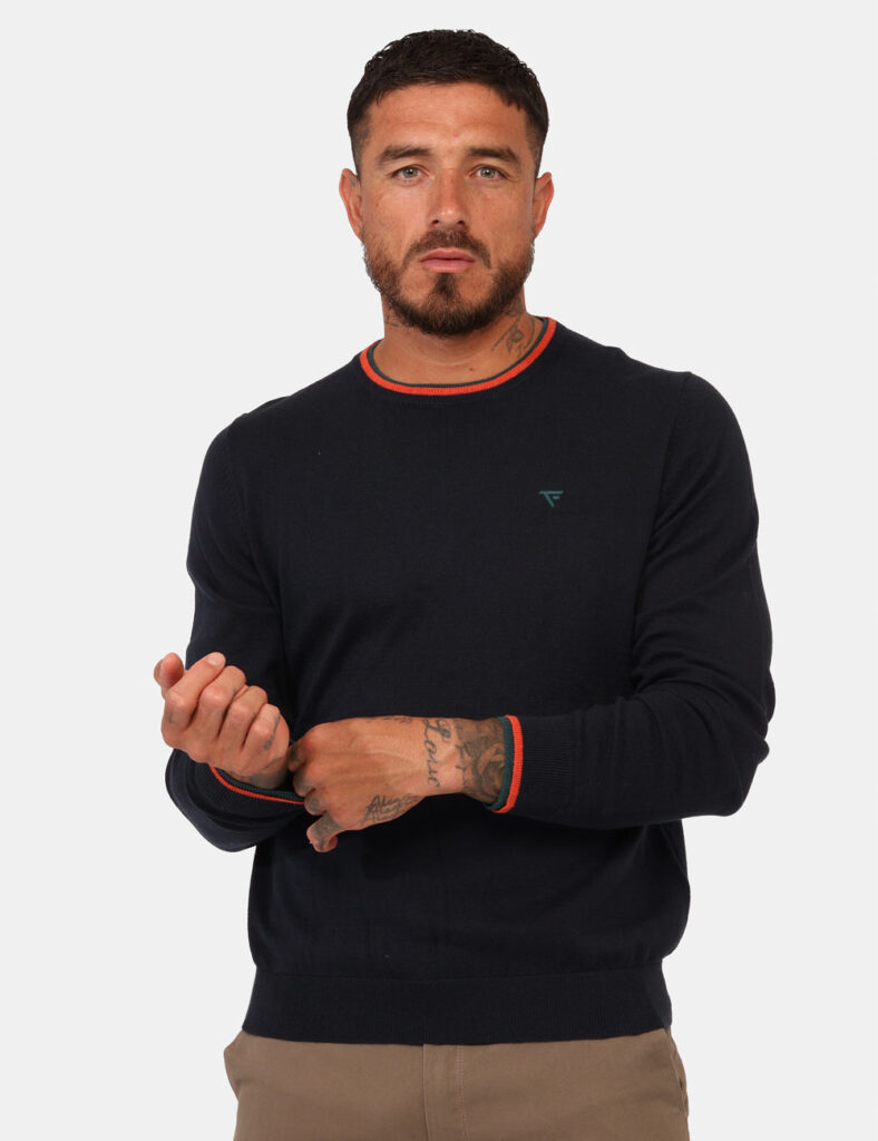 Maglione girocollo da uomo scontato - Maglione Fred Mello Blu