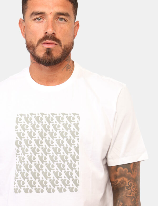T-shirt Calvin Klein Bianco - T-shirt classica in total bianco con stampa in rilievo grigia. La vestibilità è morbida e rego