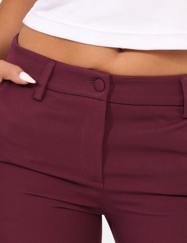 Pantaloni Materica Viola - Pantaloni palazzo eleganti, in total Viola prugna, con tasche a taglio trasversale e tasche fake