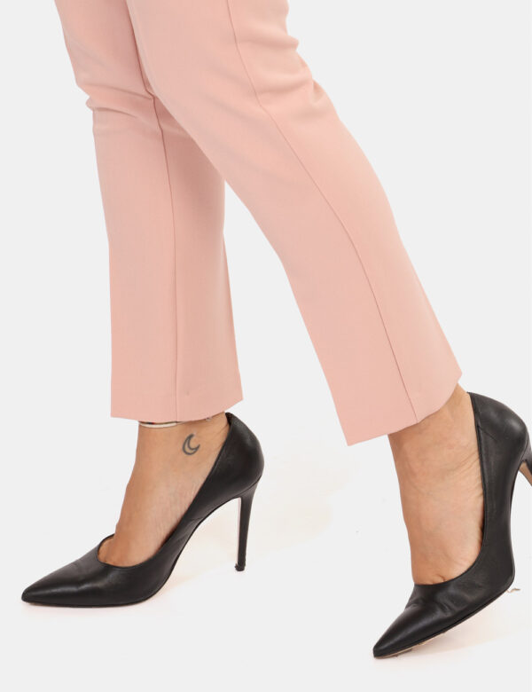Pantaloni Materica Rosa - Pantaloni palazzo eleganti, in total rosa antico, con tasche a taglio trasversale e tasche fake su
