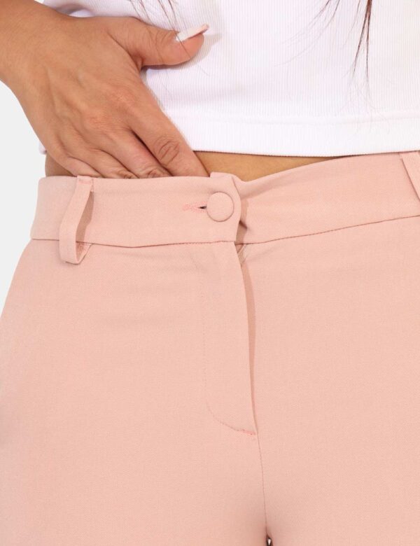 Pantaloni Materica Rosa - Pantaloni palazzo eleganti, in total rosa antico, con tasche a taglio trasversale e tasche fake su