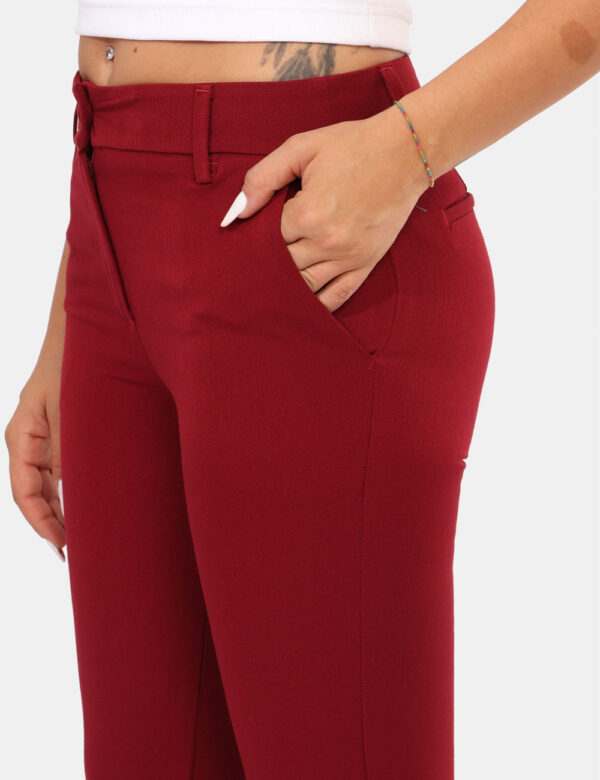 Pantaloni Materica Bordeaux - Pantaloni palazzo eleganti, in total bordeaux, con tasche a taglio trasversale e tasche fake s