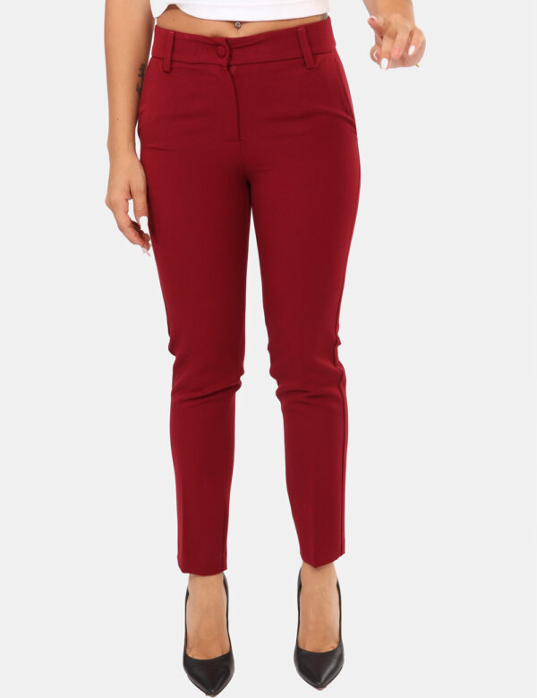 Pantaloni Materica Bordeaux - Pantaloni palazzo eleganti, in total bordeaux, con tasche a taglio trasversale e tasche fake s