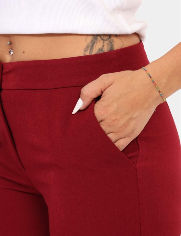 Pantaloni Materica Bordeaux - Pantaloni palazzo eleganti, in total bordeaux, con tasche a taglio trasversale e tasche fake s