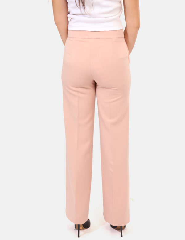 Pantaloni Materica Rosa - Pantaloni palazzo eleganti, in total rosa antico, con tasche a taglio trasversale e tasche fake su
